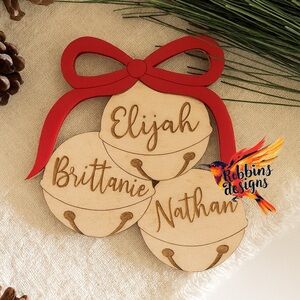 Personalized Holiday Ornament with Red Bow